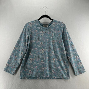 AZOR22 & ASOR SHOP Top Girls XL Floral French Terry Crewneck Long Sleeve Blue